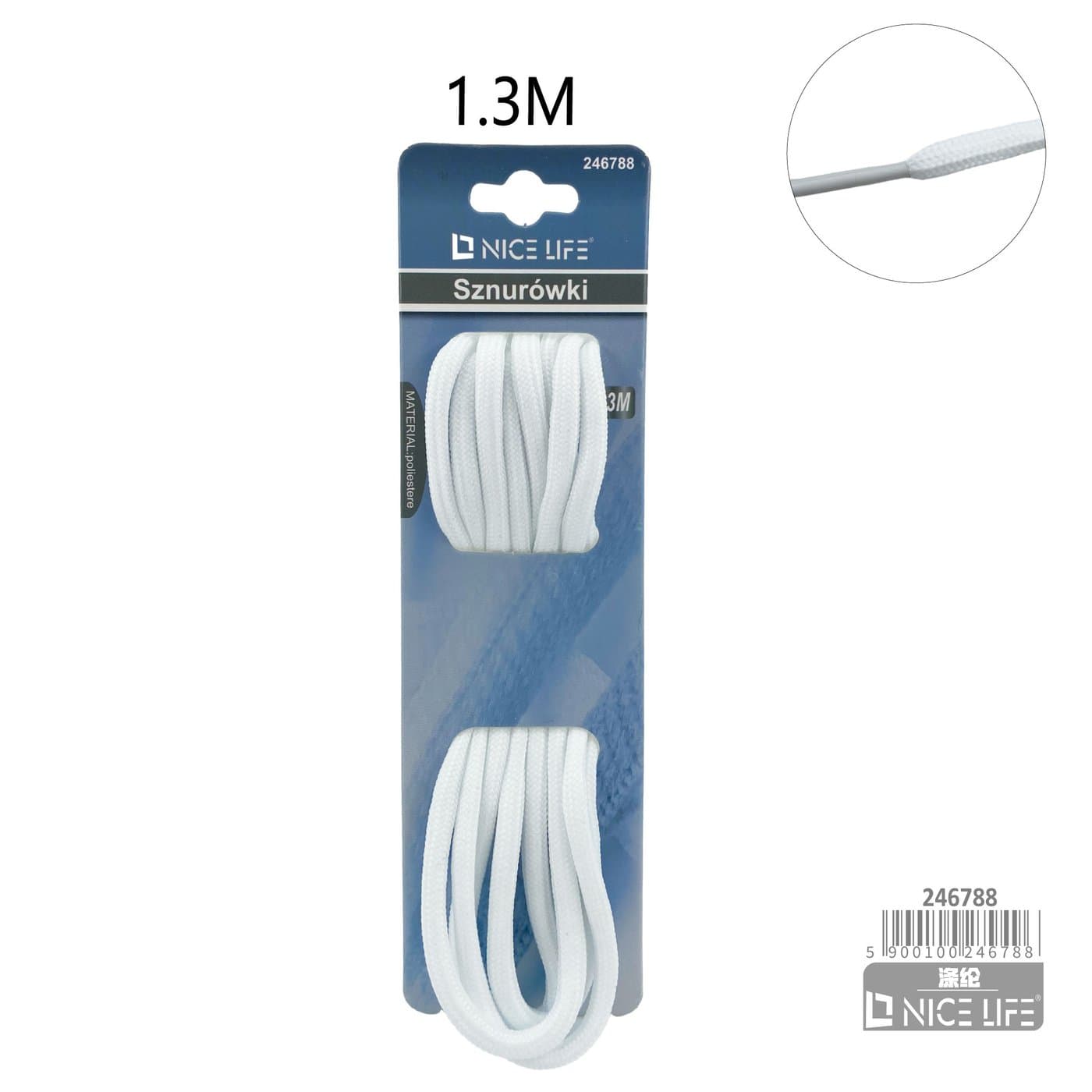 Sznurówki okrągłe białe 130 cm