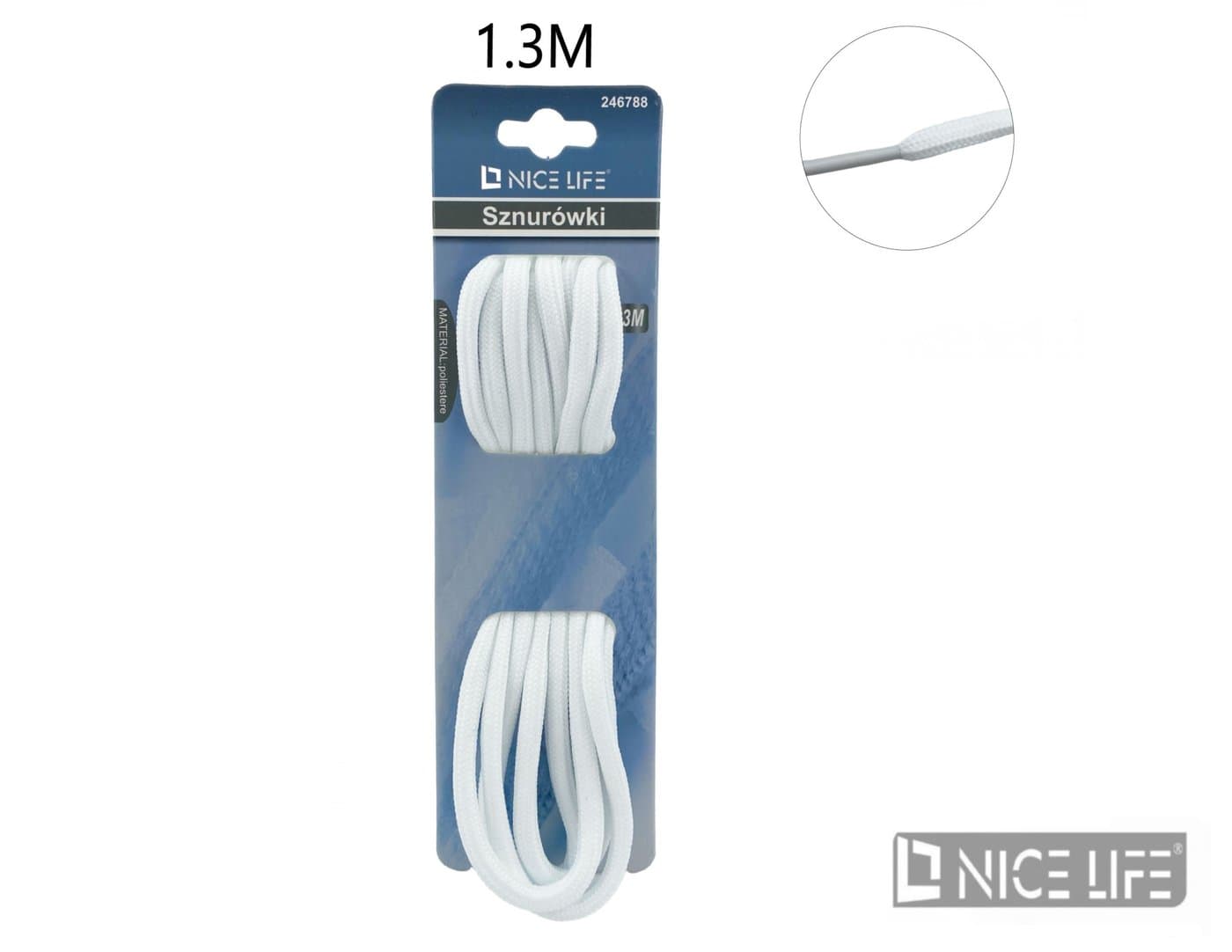 Sznurówki okrągłe białe 130 cm