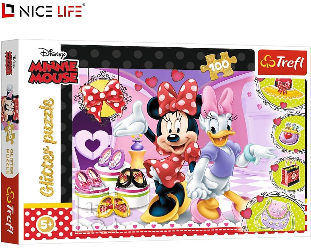 Puzzle 100 Glitter - Minnie i błyskotki