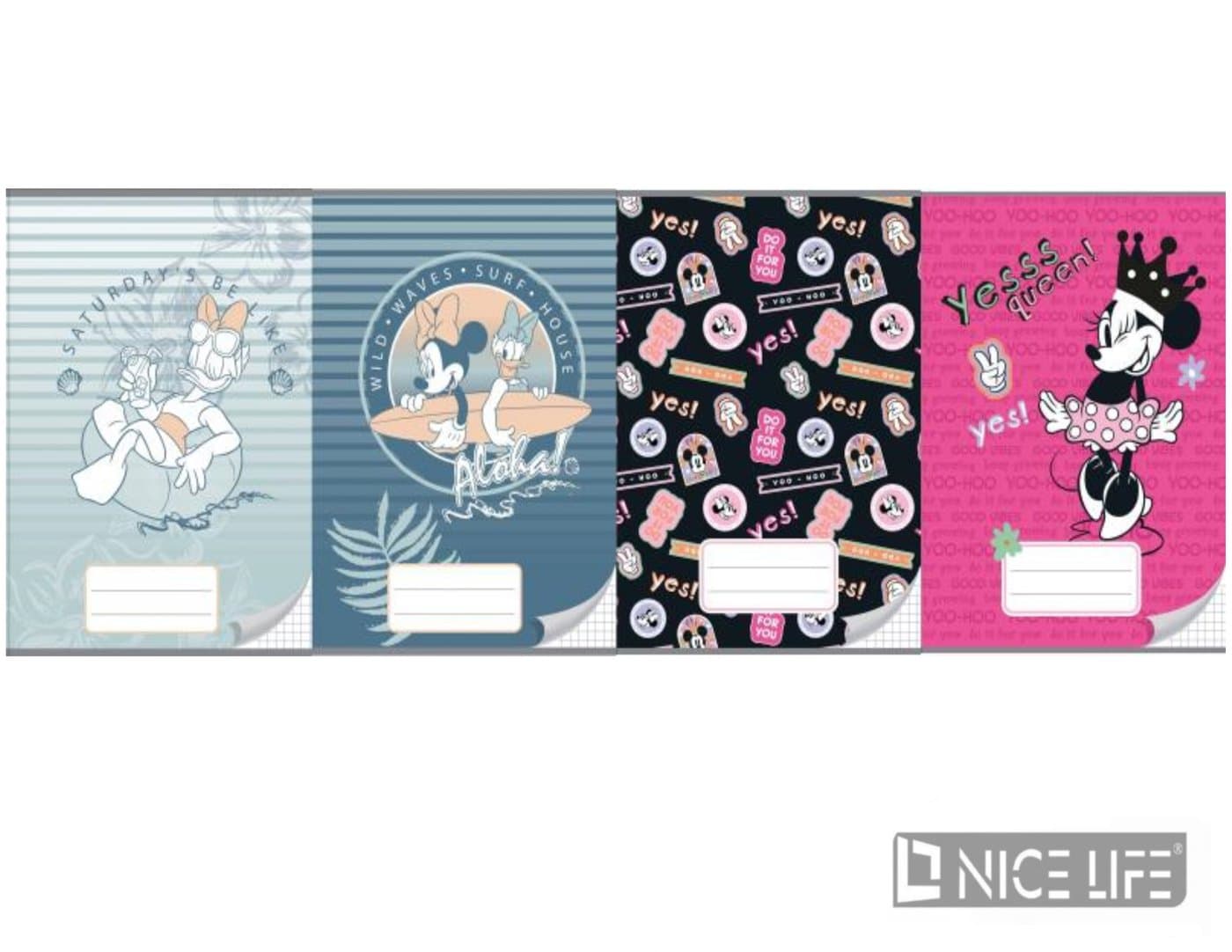 Zeszyt A5/32k kratka Minnie Mouse i Daisy, motyw surf
