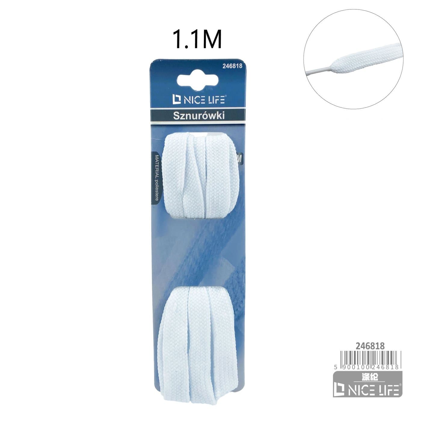 Sznurówki płaskie białe 110 cm