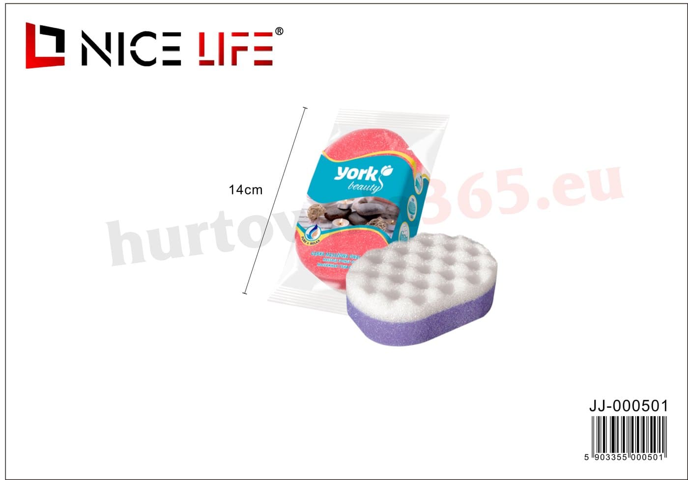 Gąbka do kąpieli York z warstwą masującą 14 × 9,5 cm