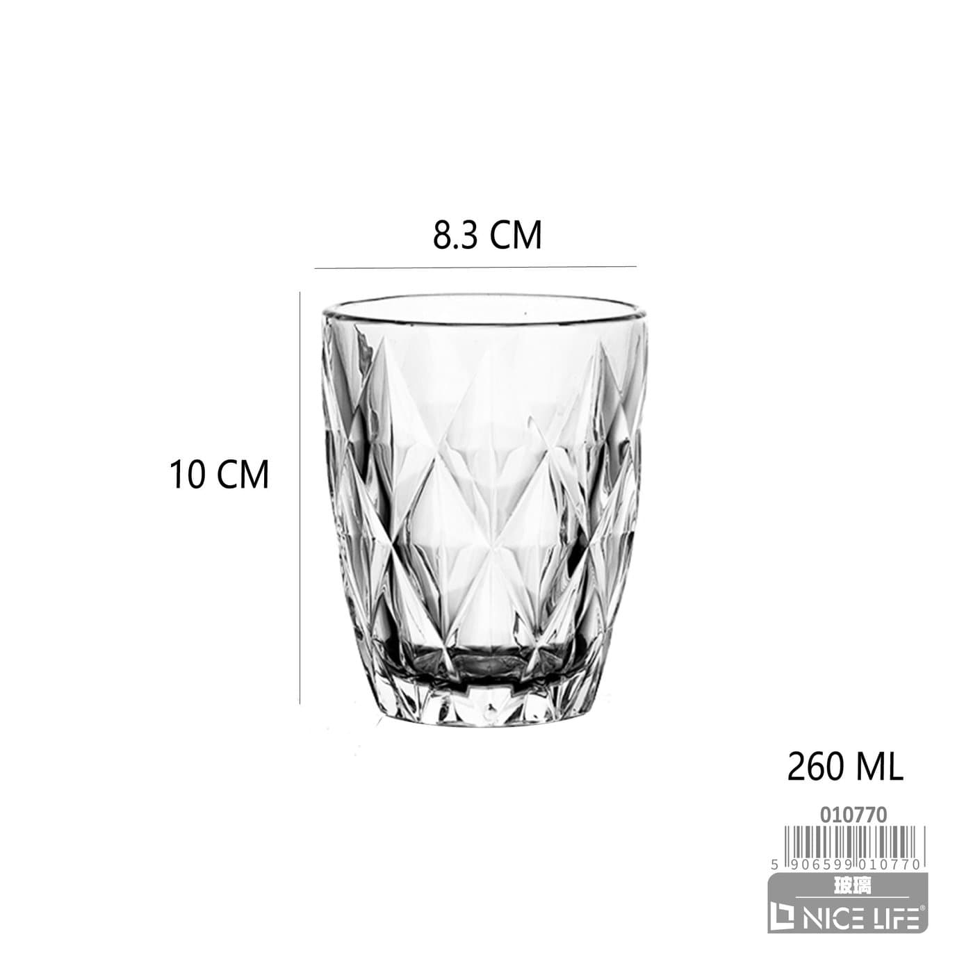 Szklanka z fasetowanym geometrycznym zdobieniem