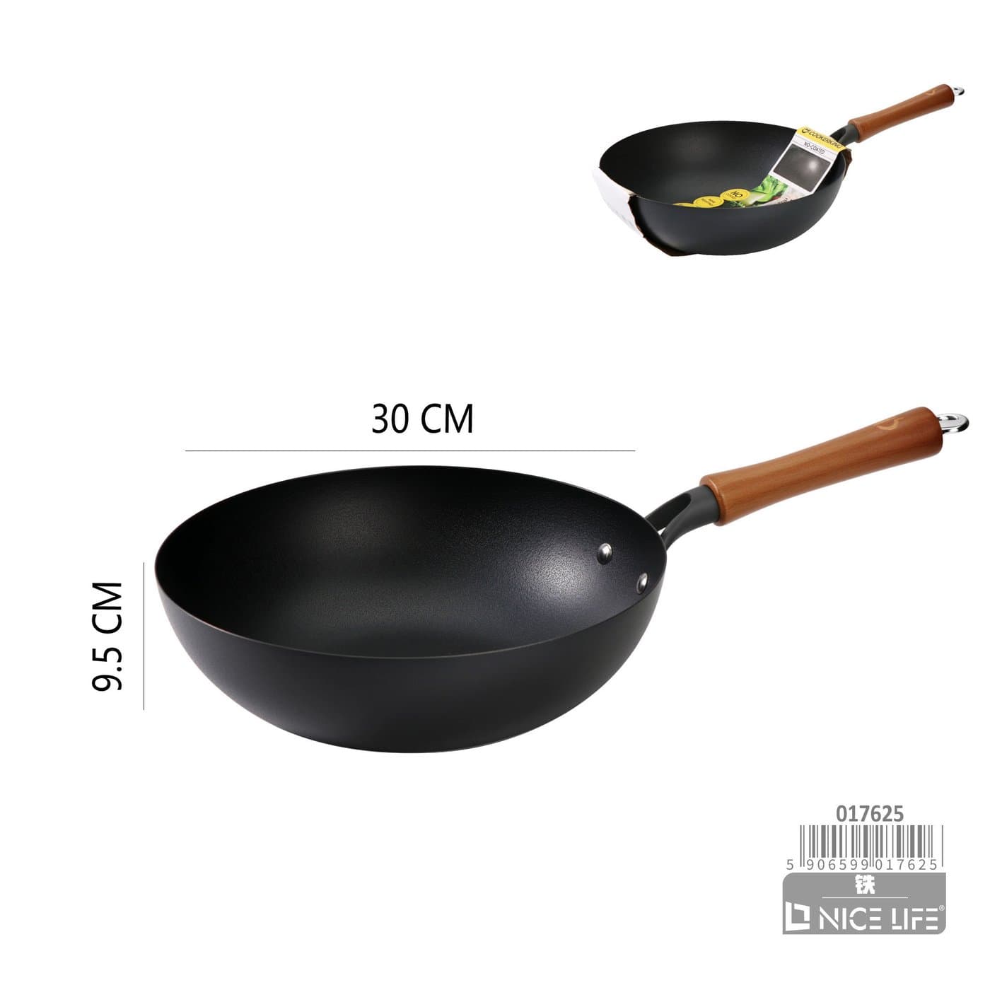 Wok żeliwny tradycyjny 30 cm