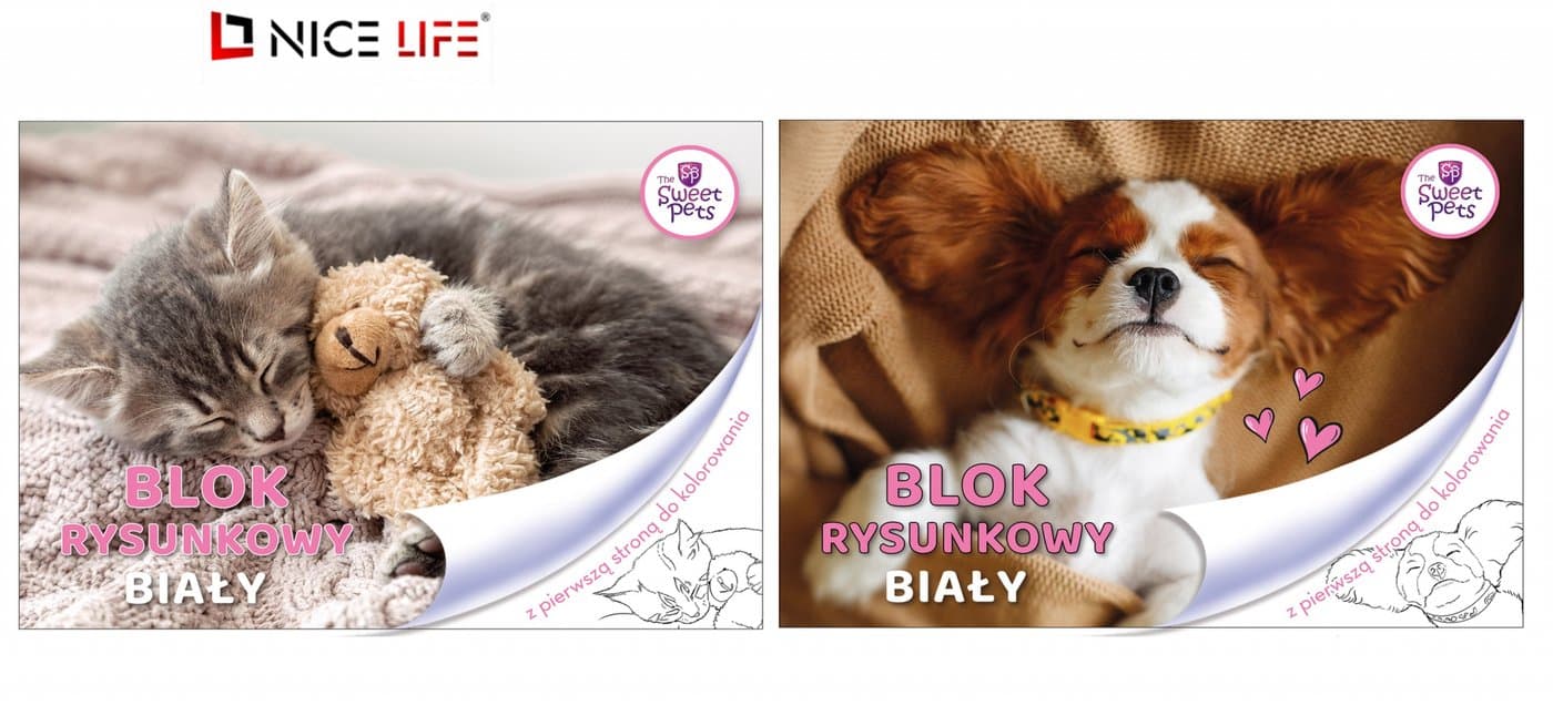Blok rysunkowy A4/20k do kolorowania The Sweet Pets, zdjęcia zwierząt