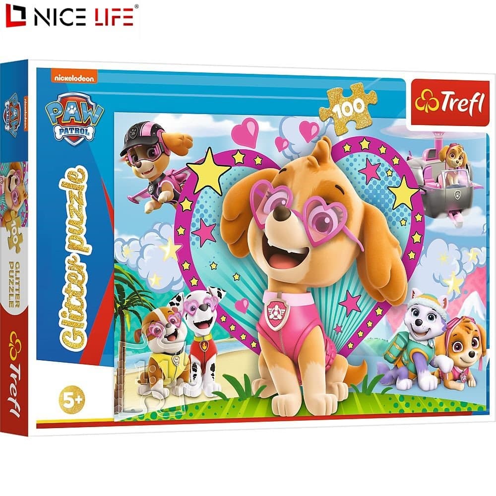 Puzzle 100 Glitter - W blasku Skye, Psi Patrol