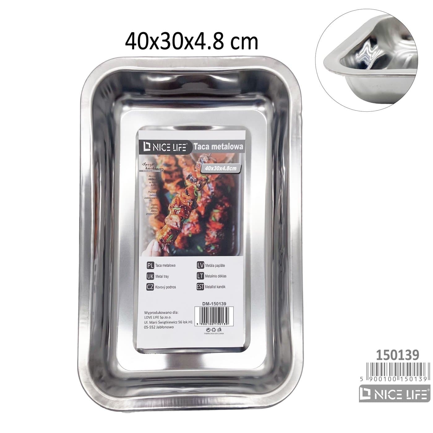 Taca metalowa prostokątna 40 × 30 × 4,8 cm