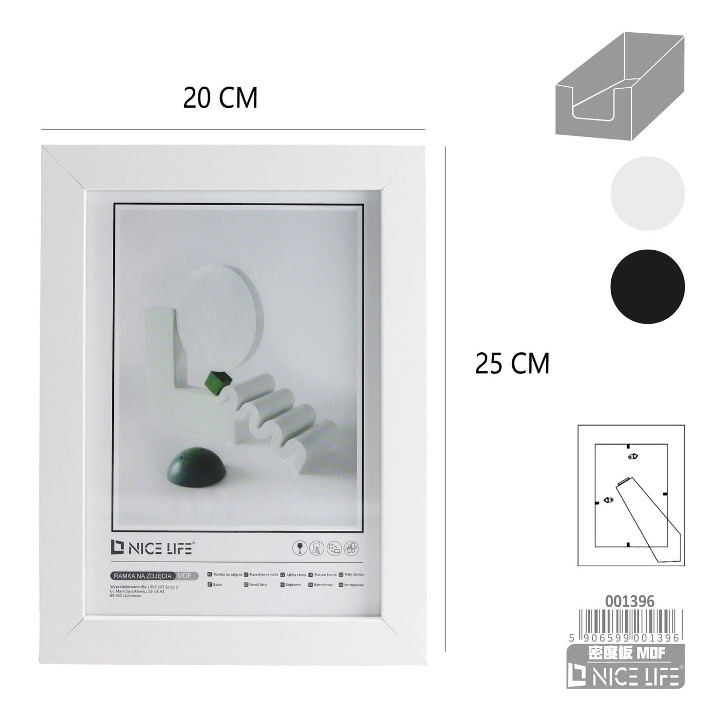 Ramka na zdjęcia 20 × 25 cm biała