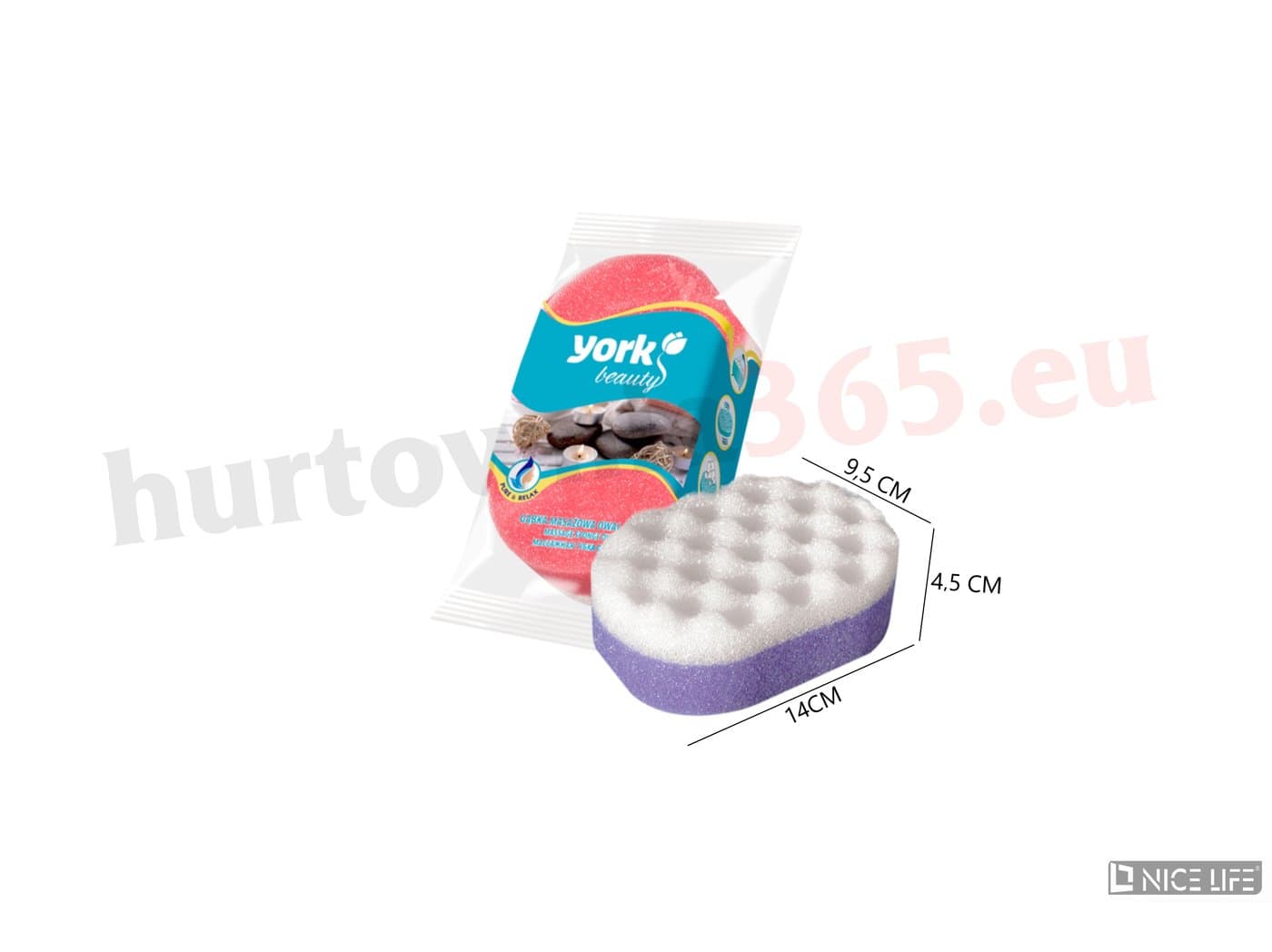 Gąbka do kąpieli York z warstwą masującą 14 × 9,5 cm