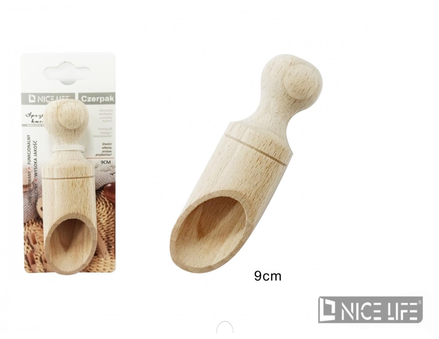 Czerpak drewniany do produktów sypkich 9 cm