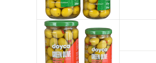 DOYCA Zielone oliwki nadziewane papryką 320 ml