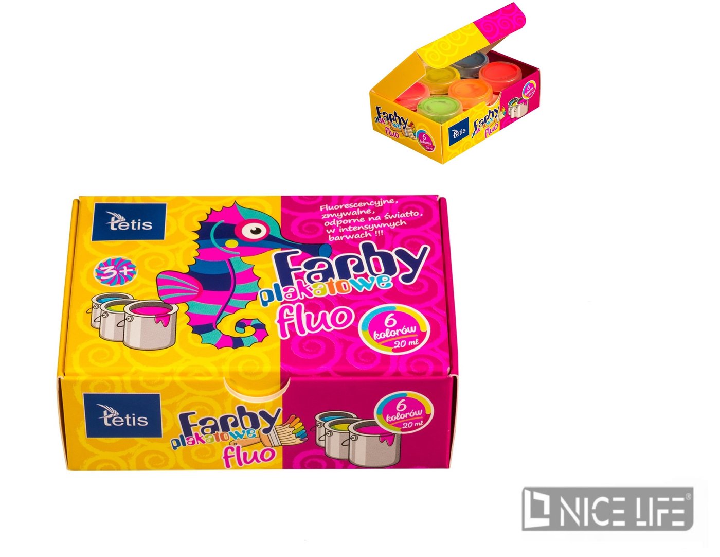 Farby plakatowe FLUO 20ml. 6kol.