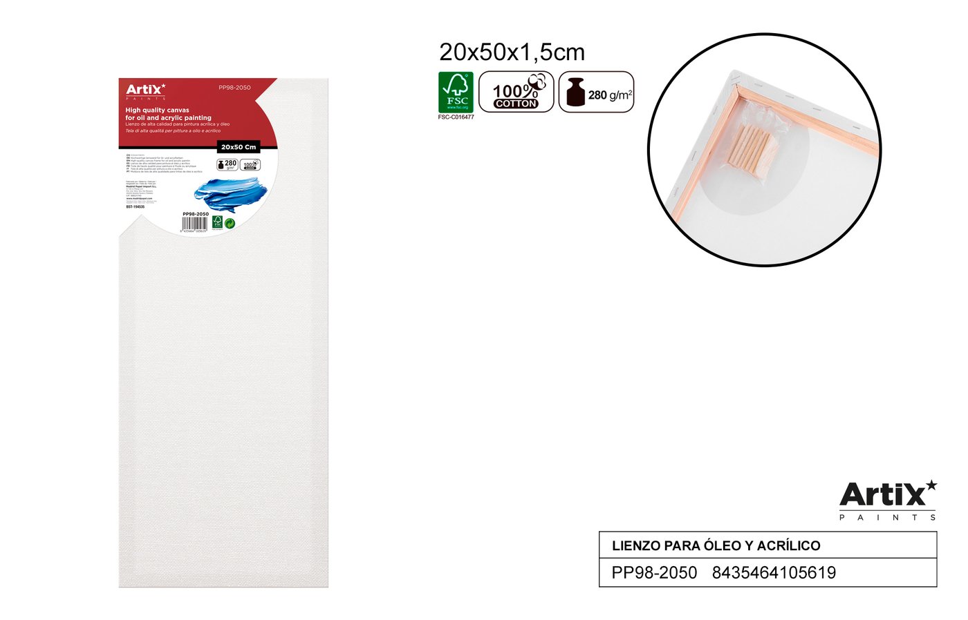 Podobrazie 20X50X1.5 CM 280G/m2