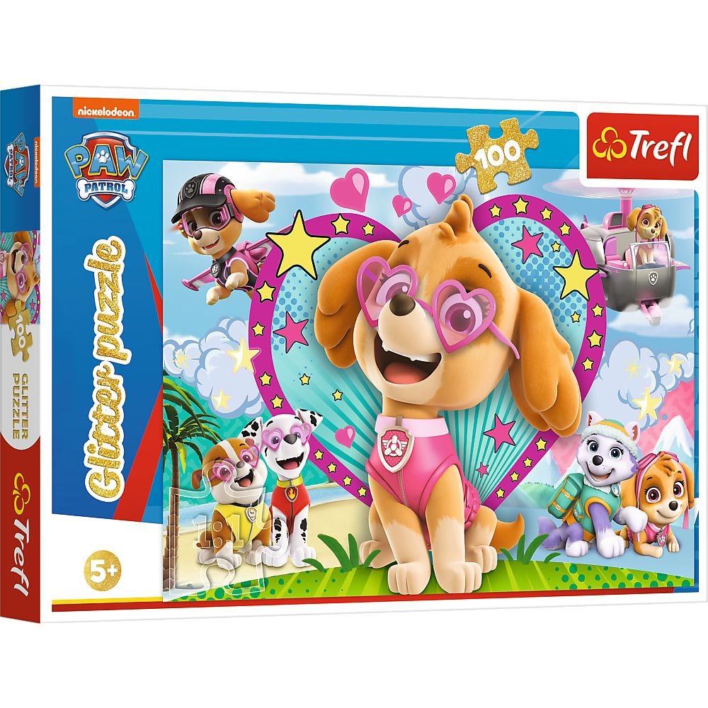 PUZZLE 100 GLITTER W BLASKU SKYE PSI PATROL