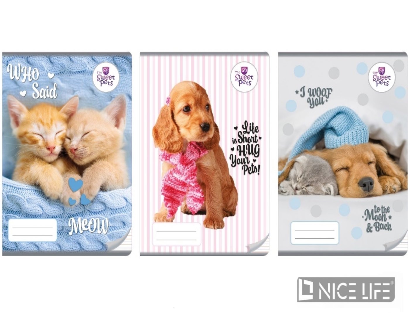 Zeszyt A4/32k. Kolorowe trzy linie / The sweet pets