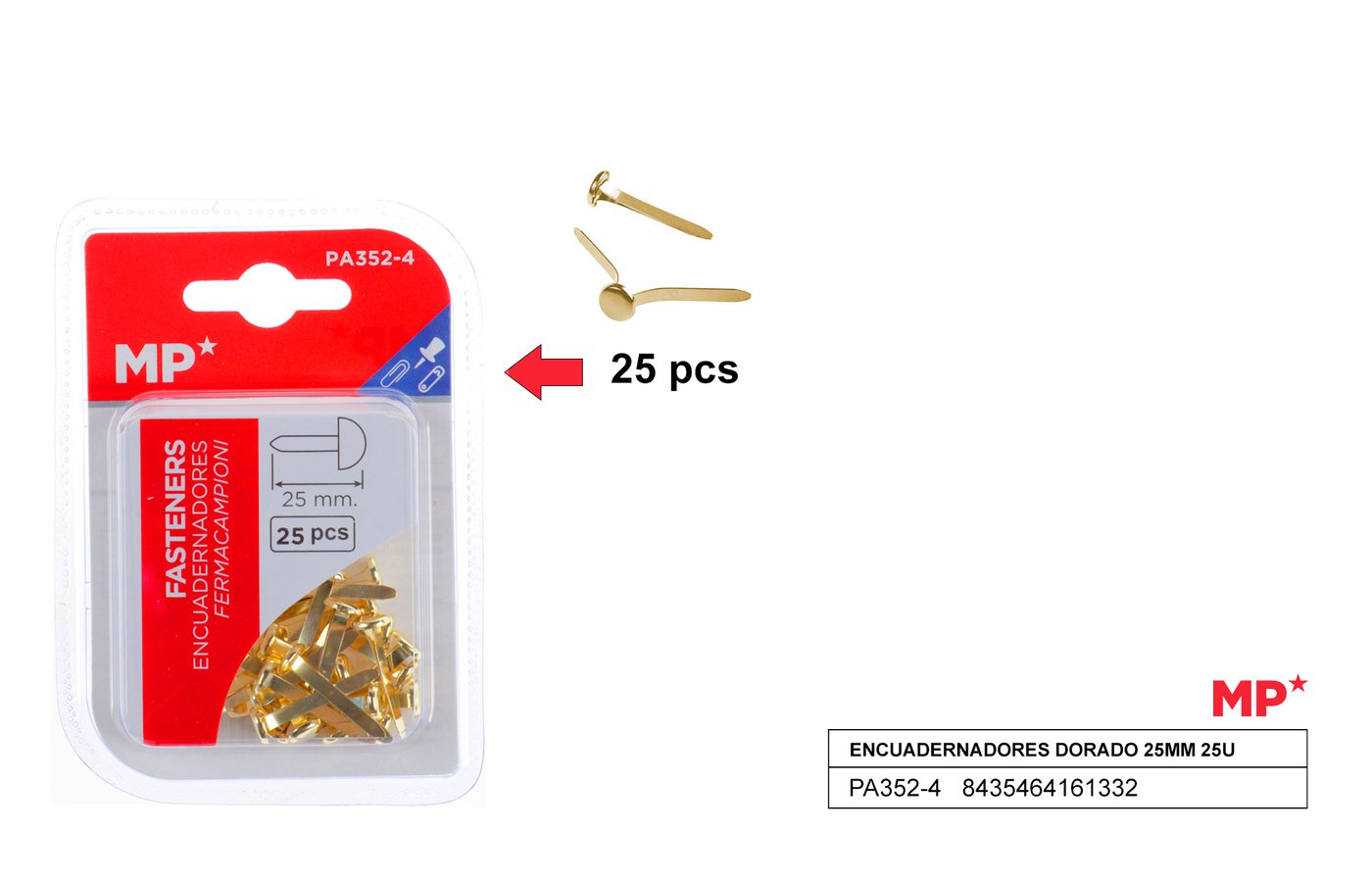 Ćwieki ozdobne złote 25mm x 25sztopakowanie