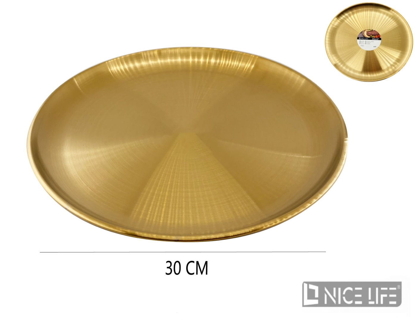 Talerz ze stali nierdzewnej 30 cm złoty