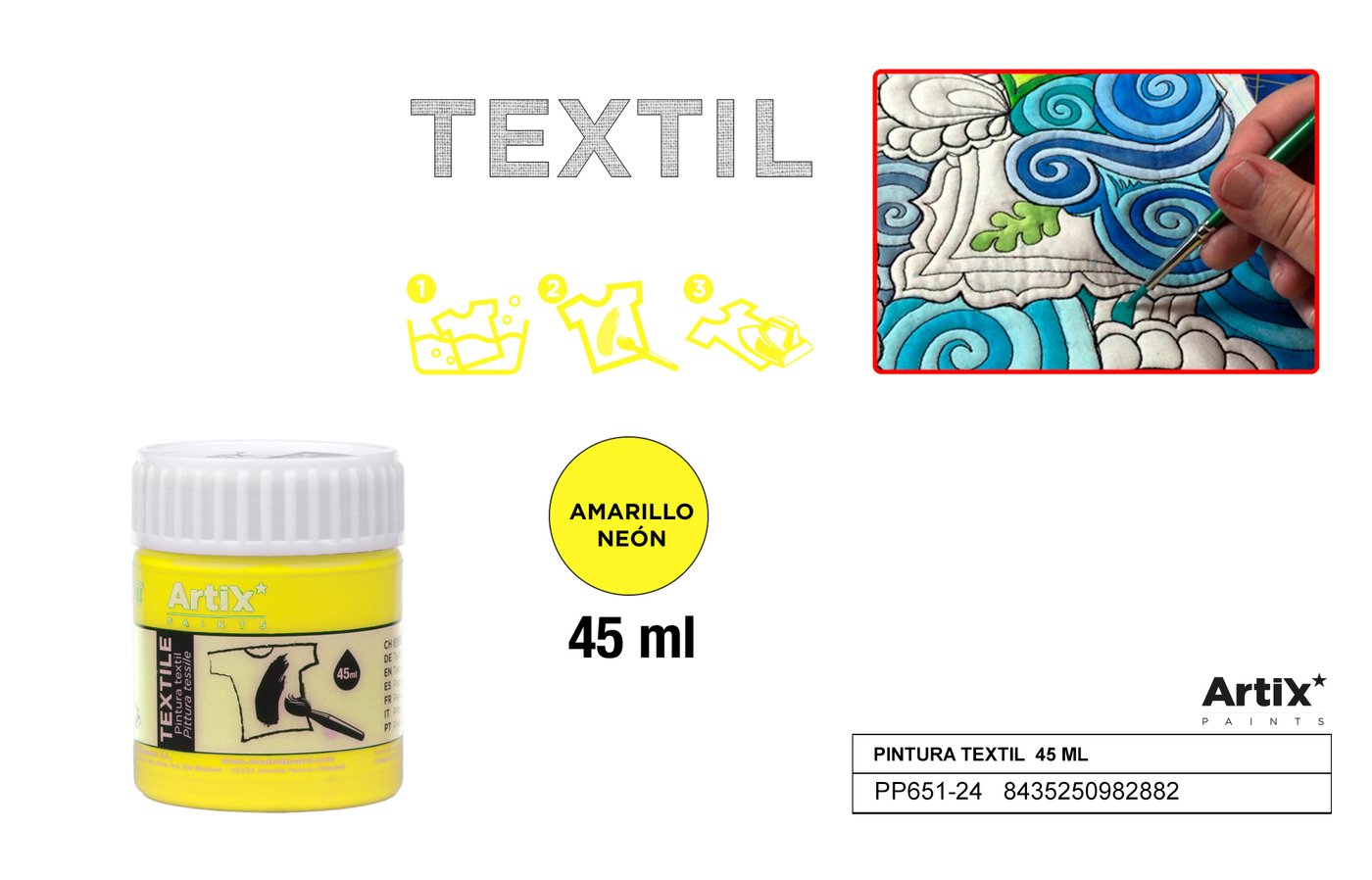 Farby do tkanin 45ml żółta Fluorescencyjna ARTIX