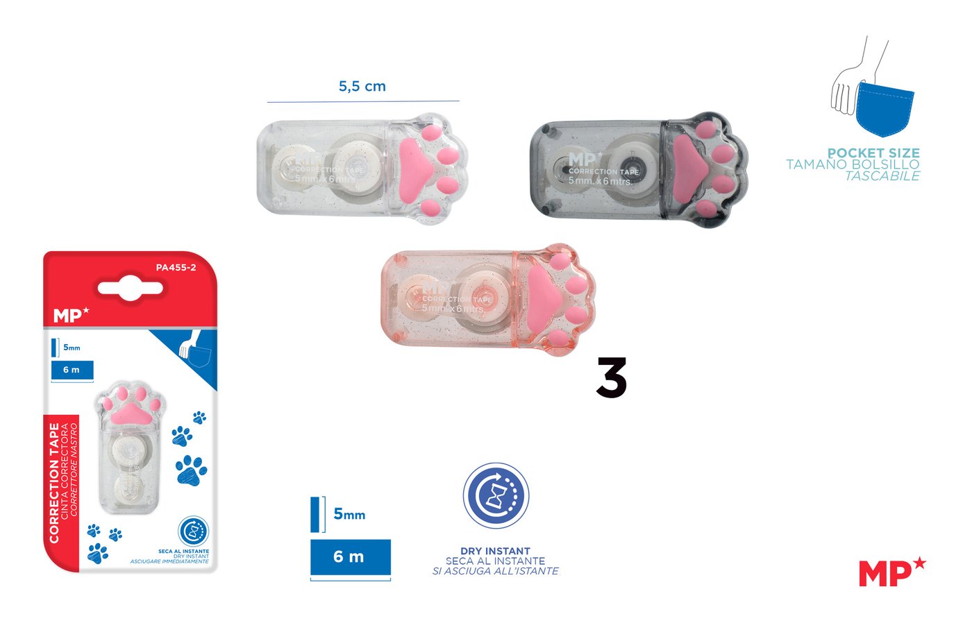 Korektor w taśmie Przenośna konstrukcja 5mm*6m