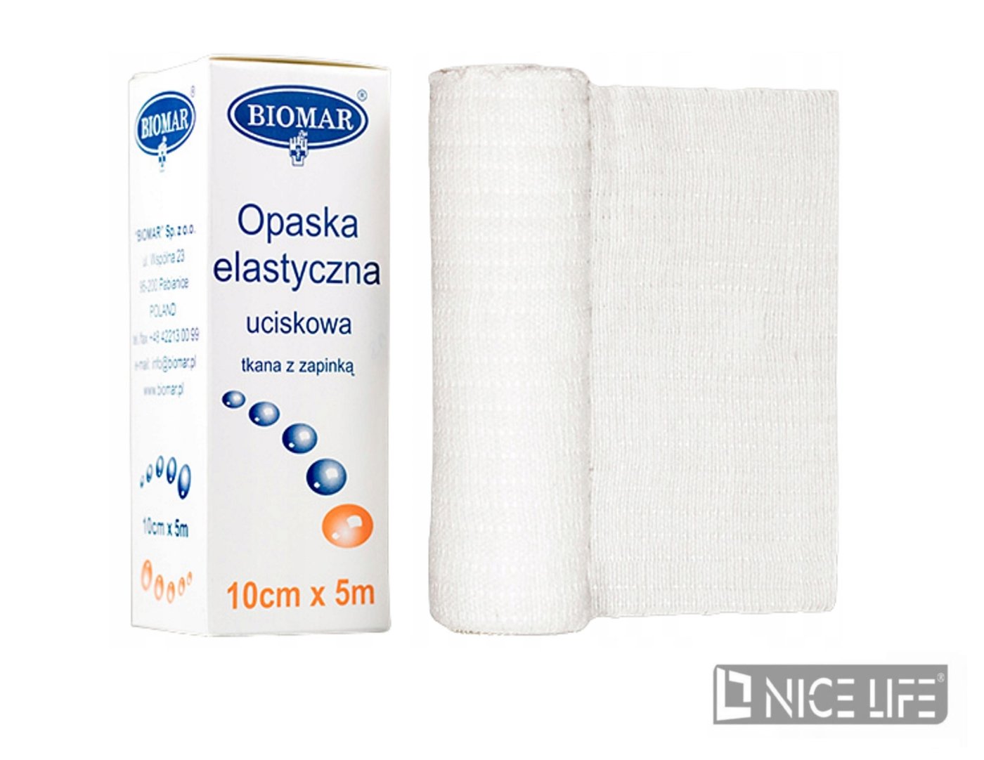 Opaska elastyczna z zapinką Biomar 10x5 cm - 1 szt / kartonik