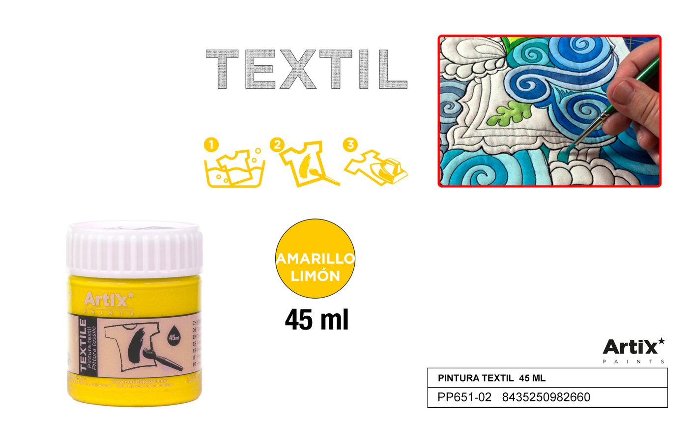 Farby do tkanin 45ml cytrynowo-żółta ARTIX