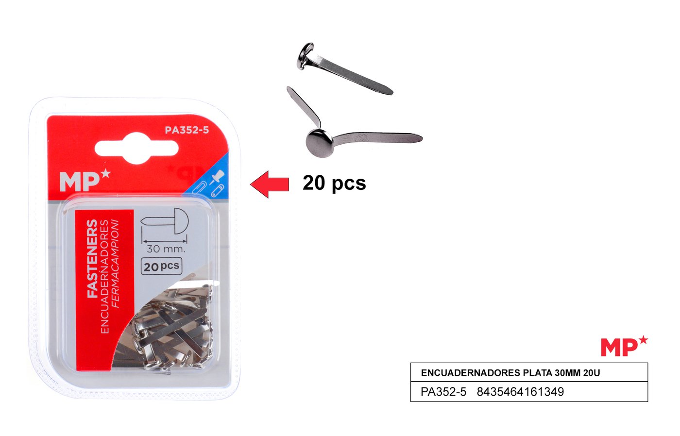 Ćwieki ozdobne srebrne 30mm x 20sztopakowanie