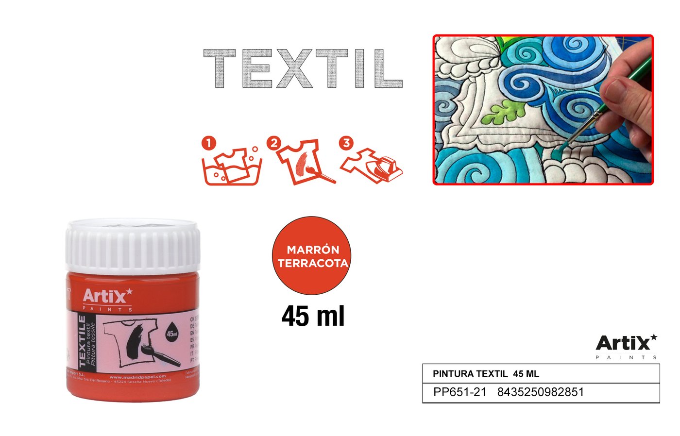 Farby do tkanin 45ml brązowa ARTIX