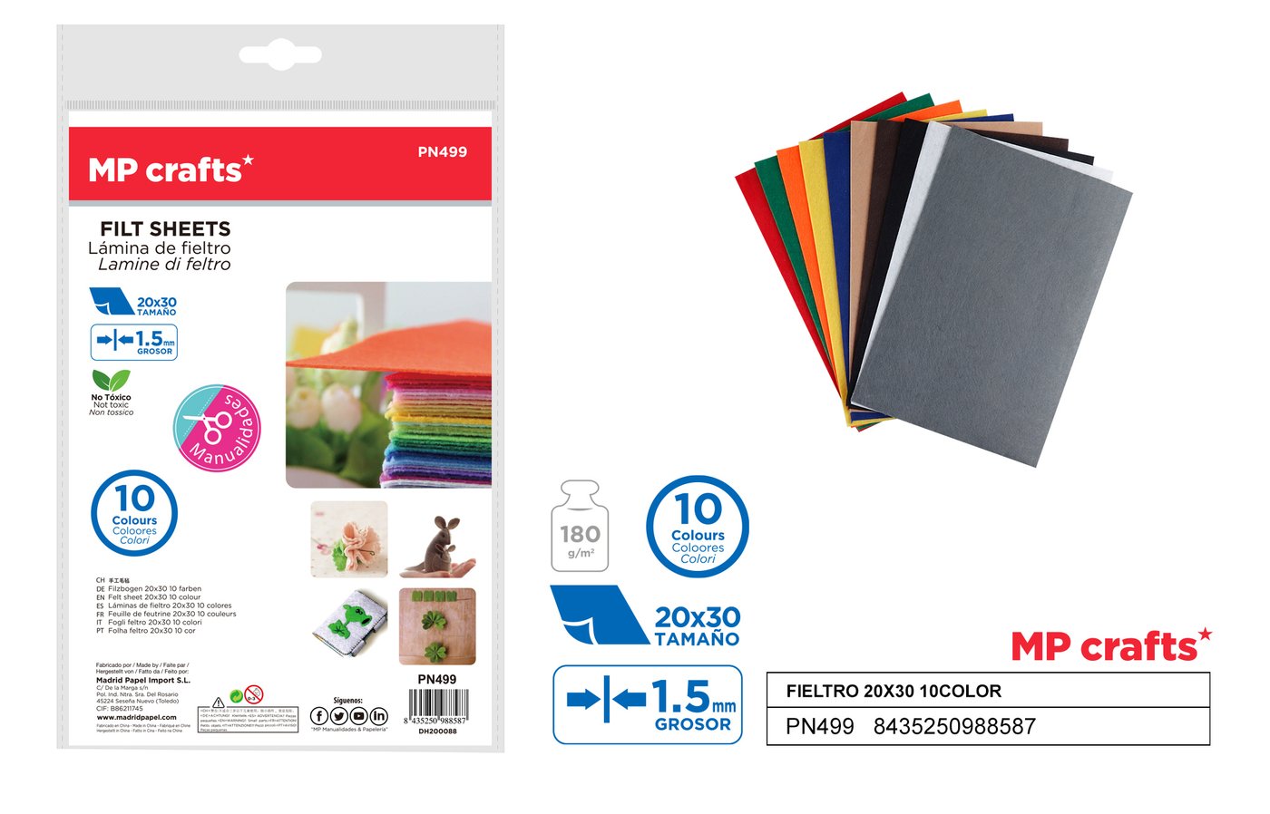 Filc dekoracyjny zestaw 10 kolory 20X30CM