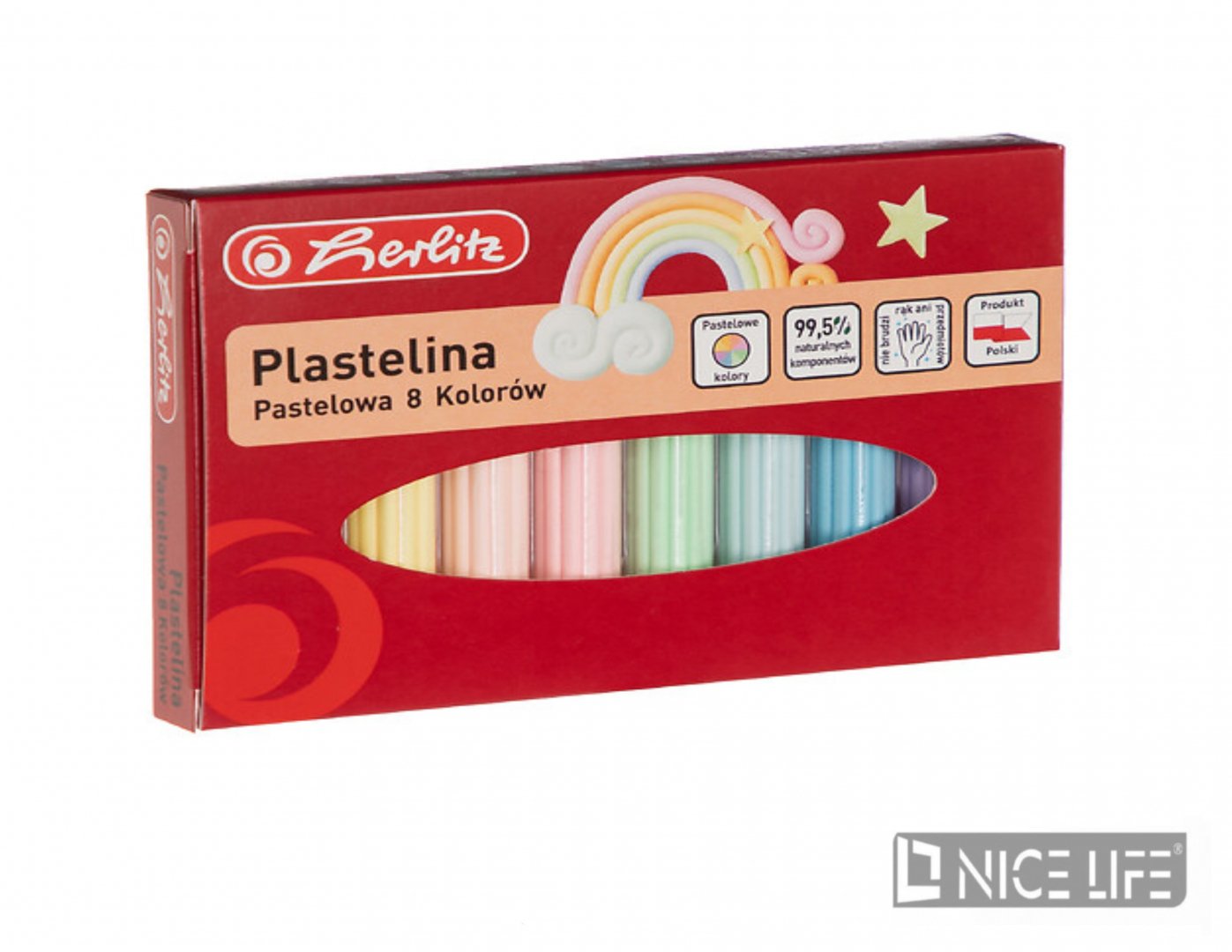 PLASTELINA HERLITZ 8 KOLORÓW PASTELOWA