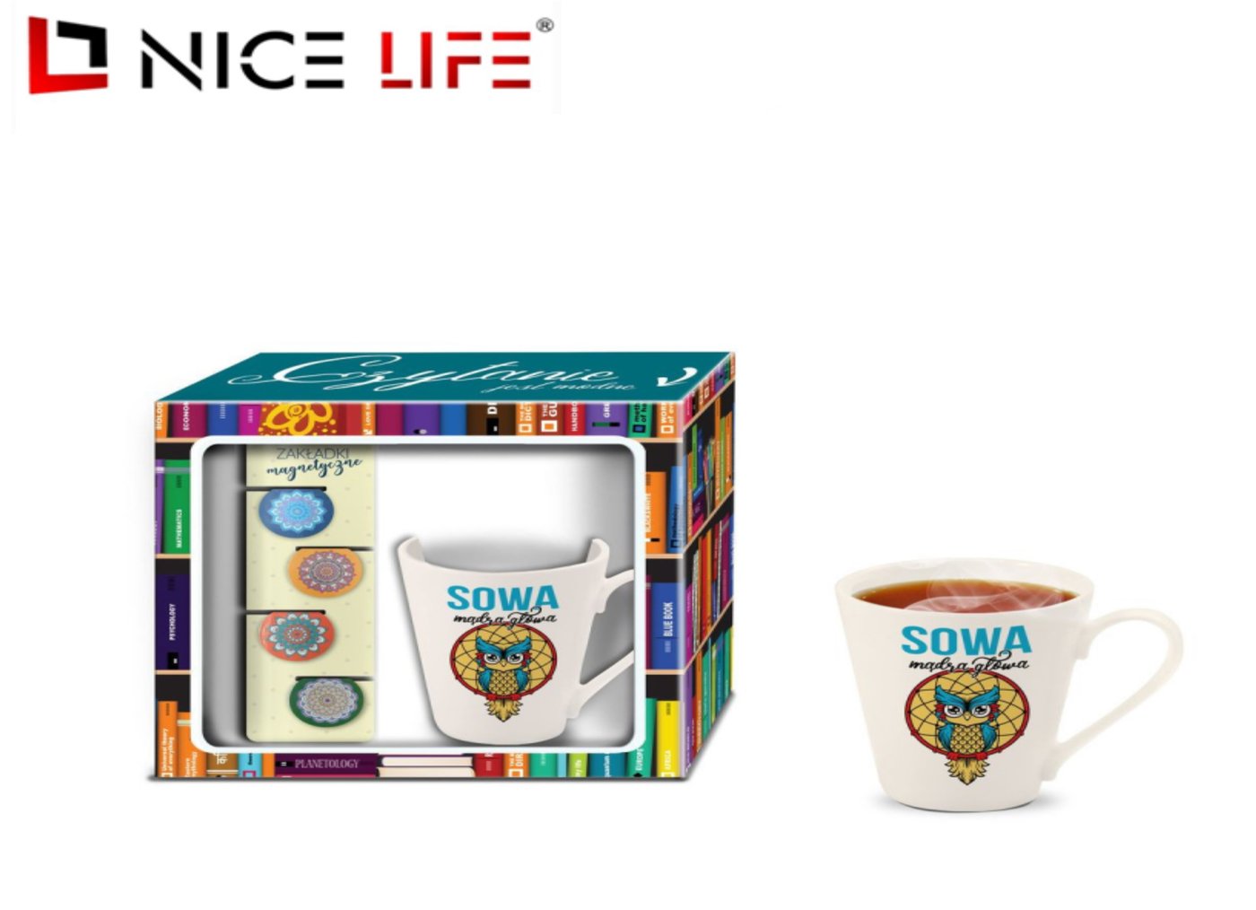 Kubek NBC Skos 300ml plus zakładka - Sowa mądra głowa