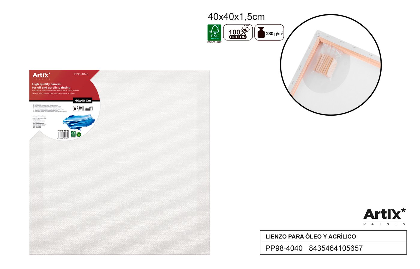 Podobrazie 40X40X1.5 CM 280G/m2
