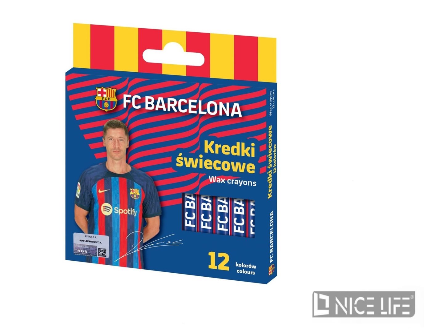 KREDKI ŚWIECOWE OKRAGŁE FC BARCELONA 12KOL
