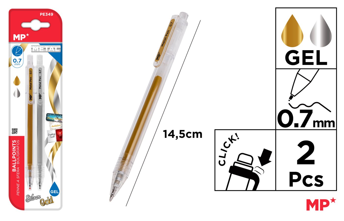 BOLÍGRAFOS TINTA GEL DORADO Y PLATEADO