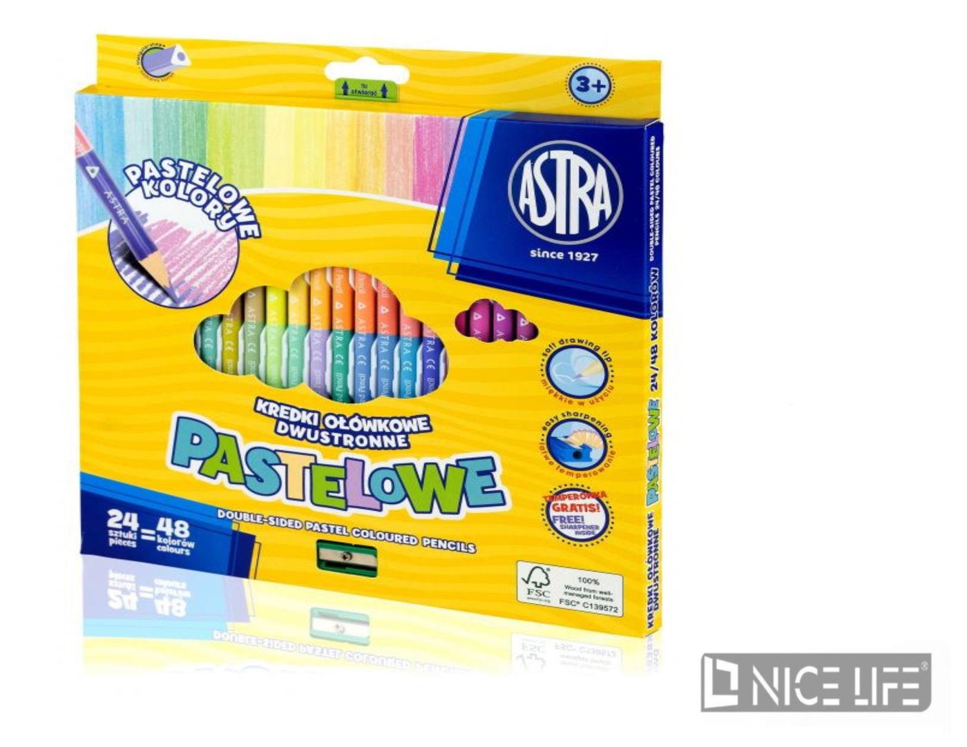 Kredki ołówkowe dwustronne pastel. 24/48