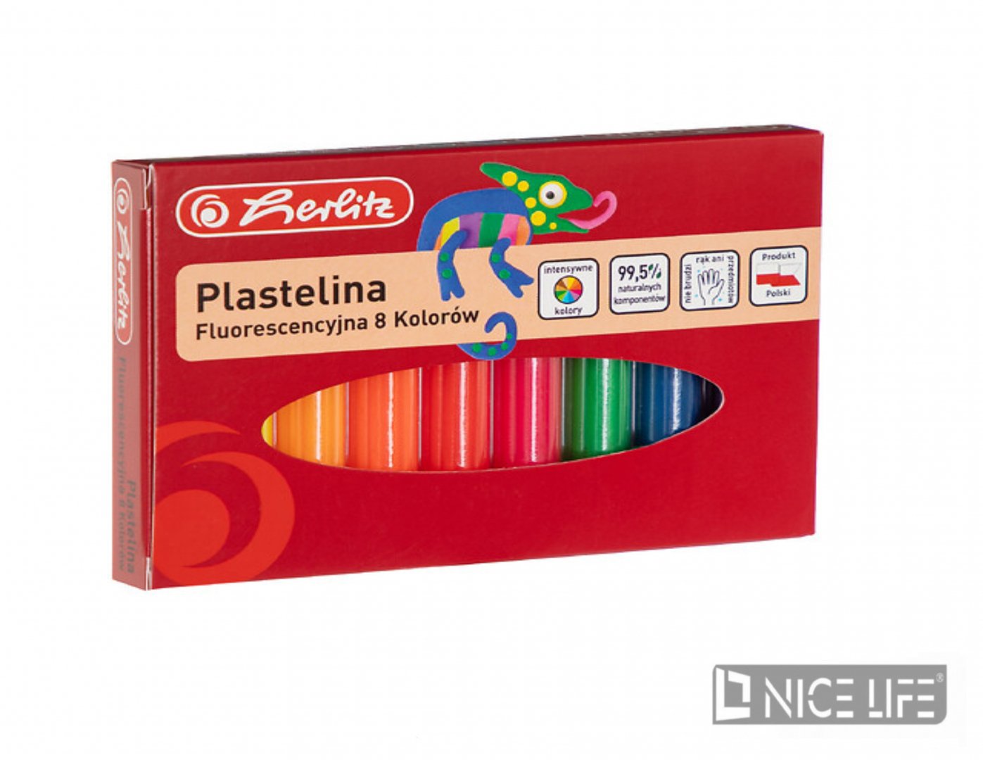 PLASTELINA HERLITZ 8 KOLORÓW FLUORESCENCYJNA