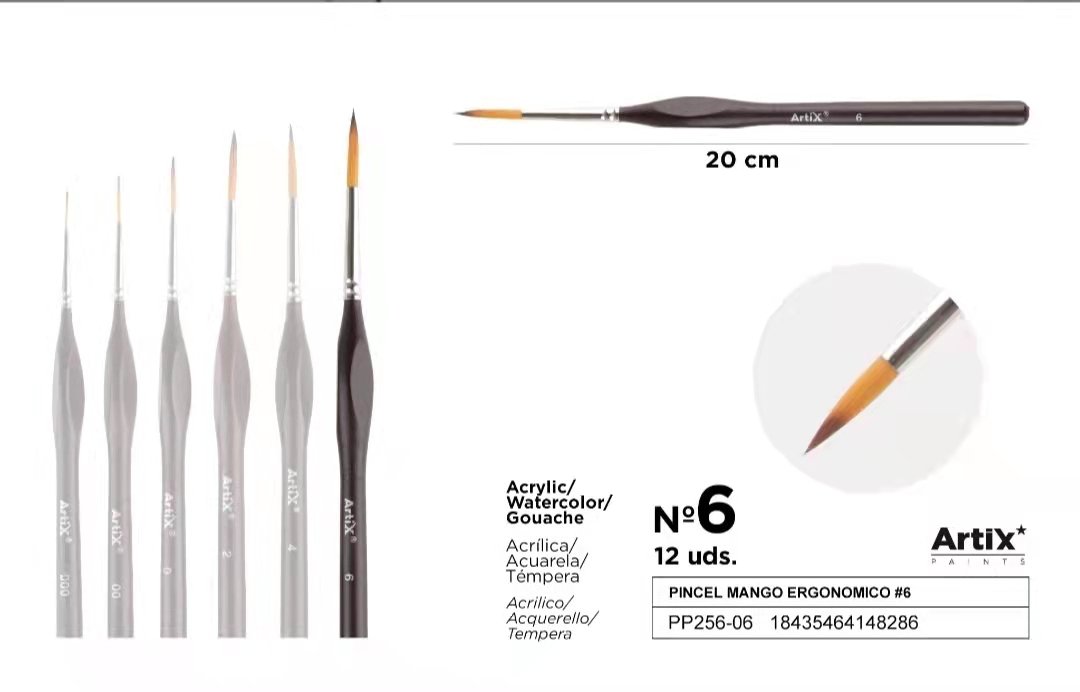 Pędzel ergonomiczny malarski cienki liniowy 6#
