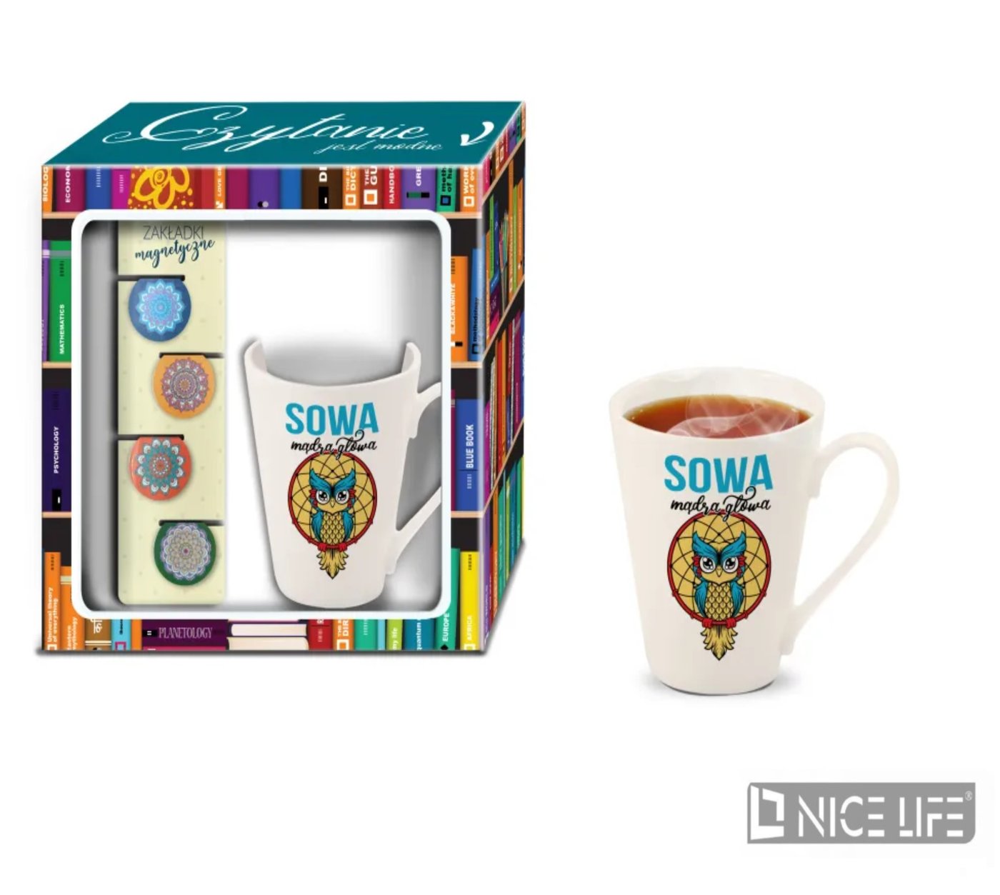 Kubek NBC Skos 300ml plus zakładka - Sowa mądra głowa