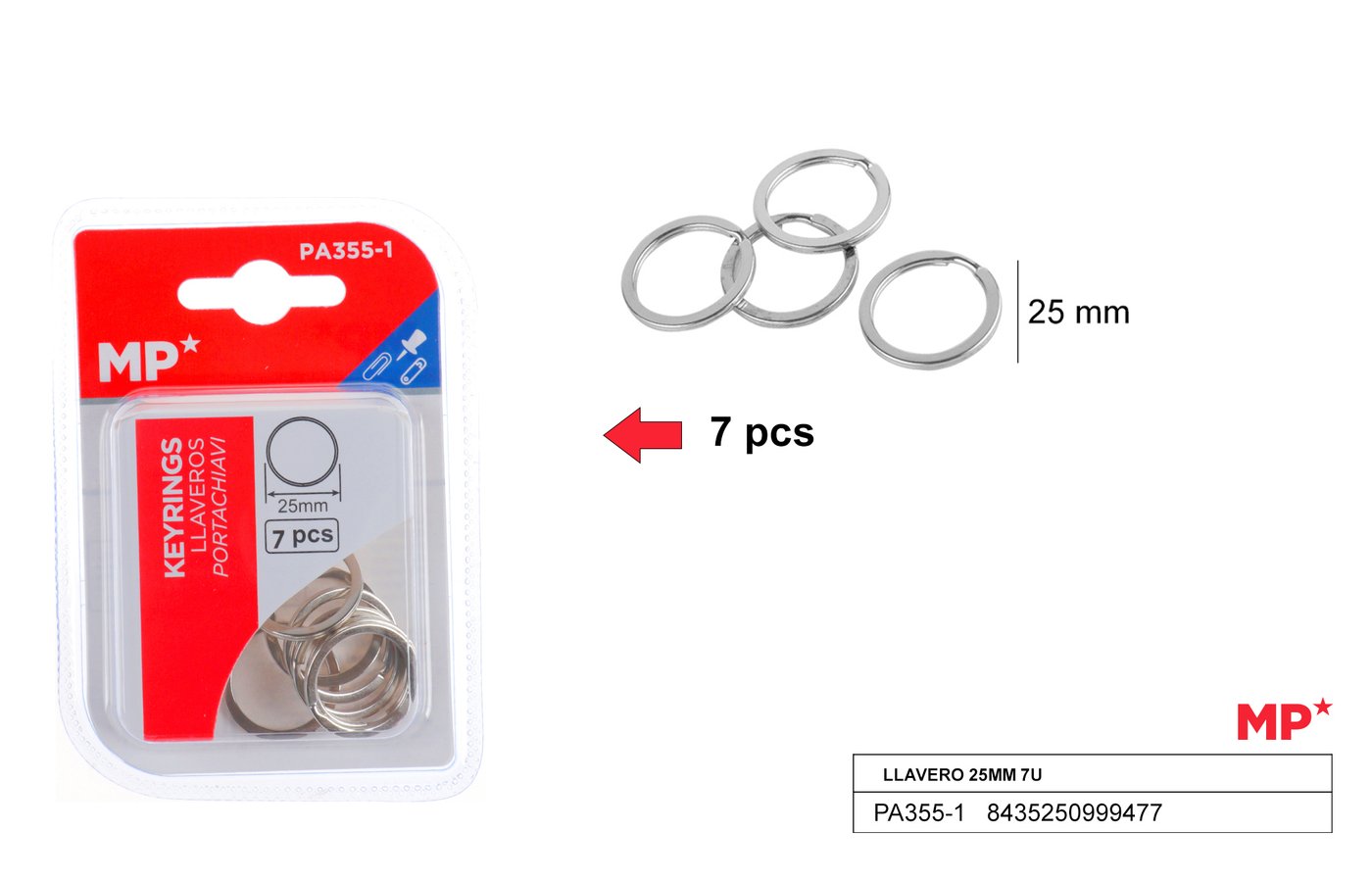 Pierścień płaski do kluczy 25mm x 7szt./opakowanie