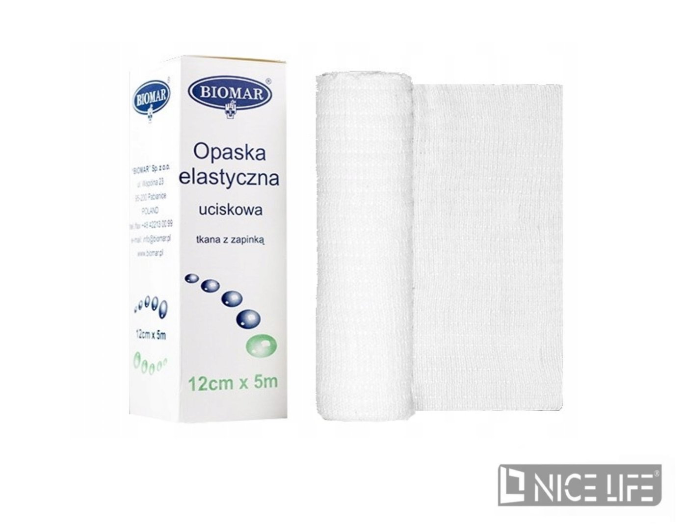 Opaska elastyczna z zapinką Biomar 12x5 cm - 1 szt / kartonik