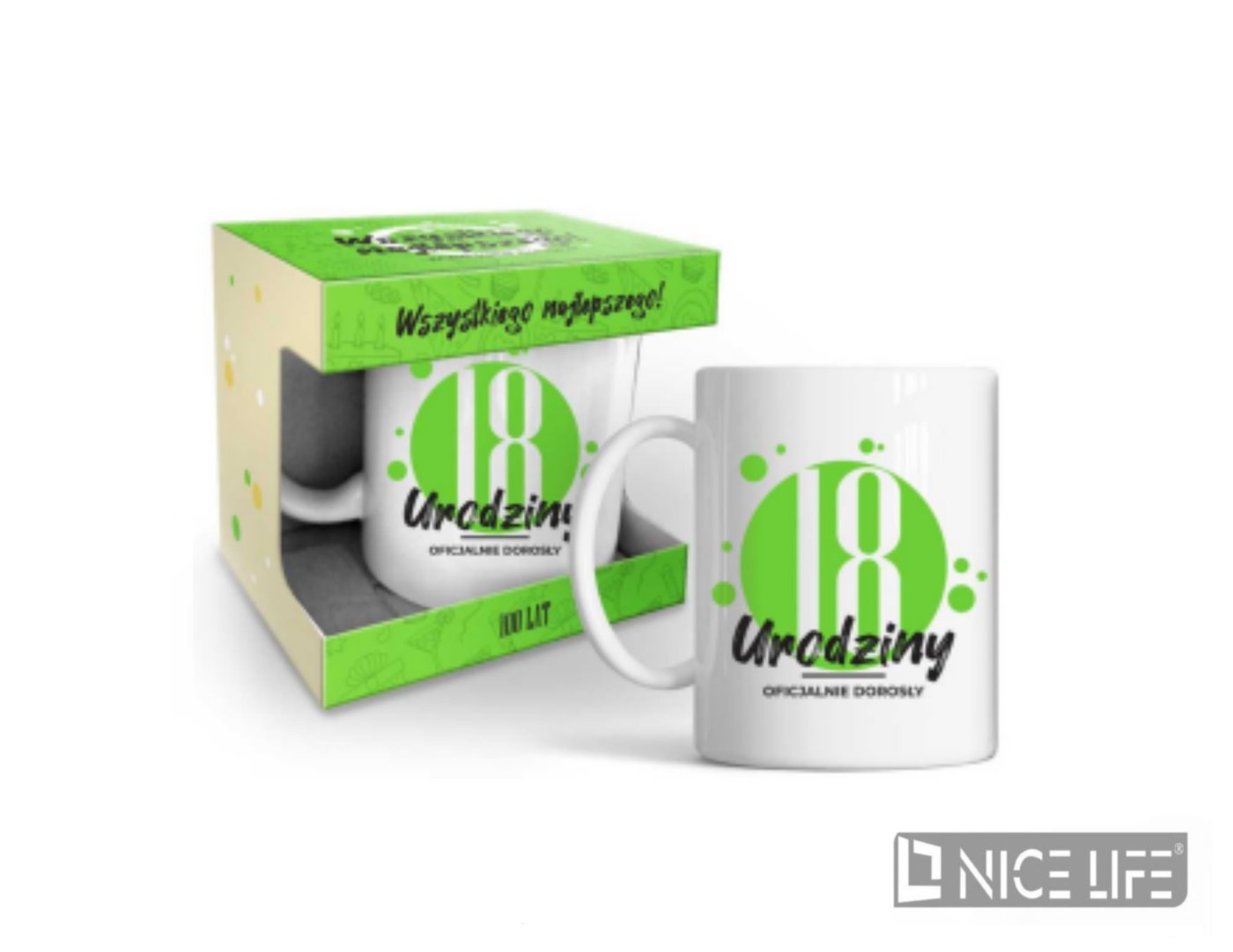 HAPPY DAY -Kubek 320 ml Green -18