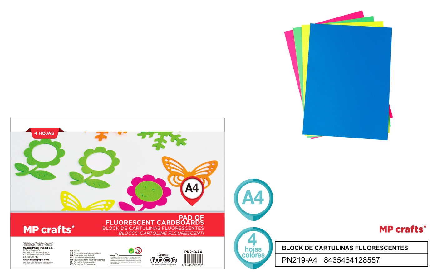 Blok techniczny kolorowy fluorescencyjny 4 kartek