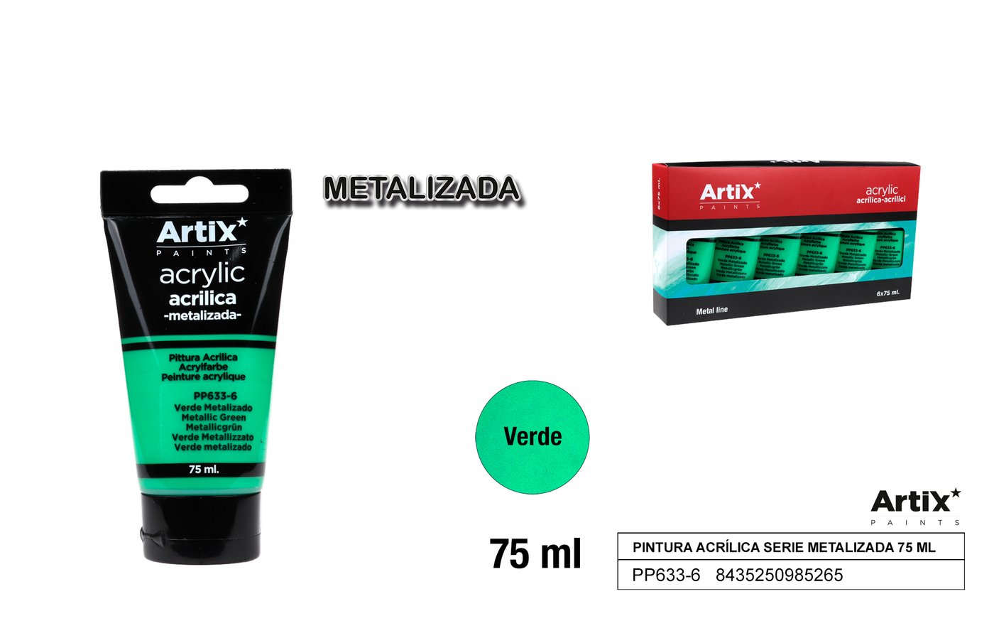Farba akrylowa 75ml zielona metaliczna