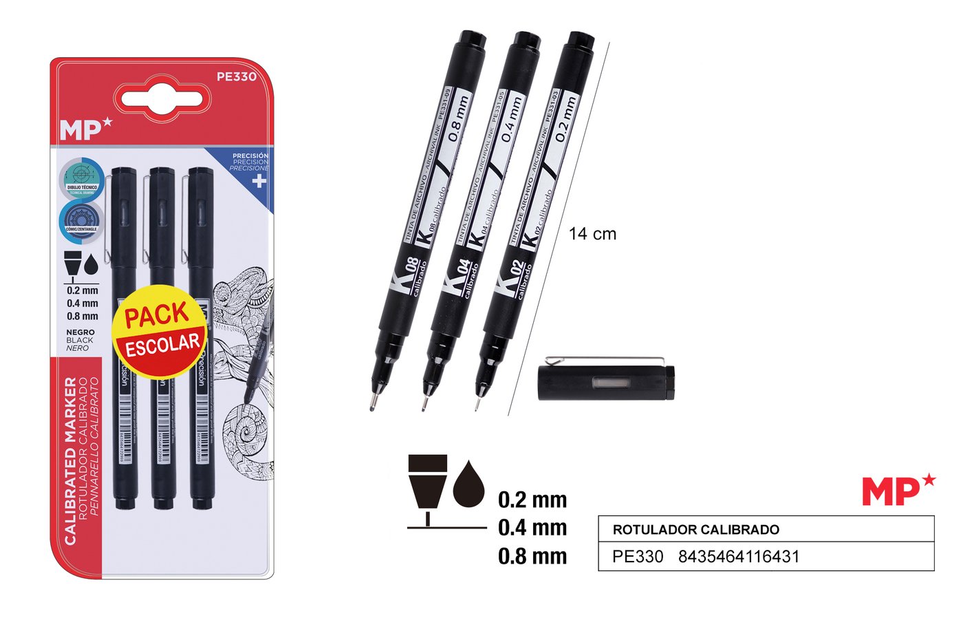 Zestaw cienkopisów 0.2mm 0.4mm 0.8mm