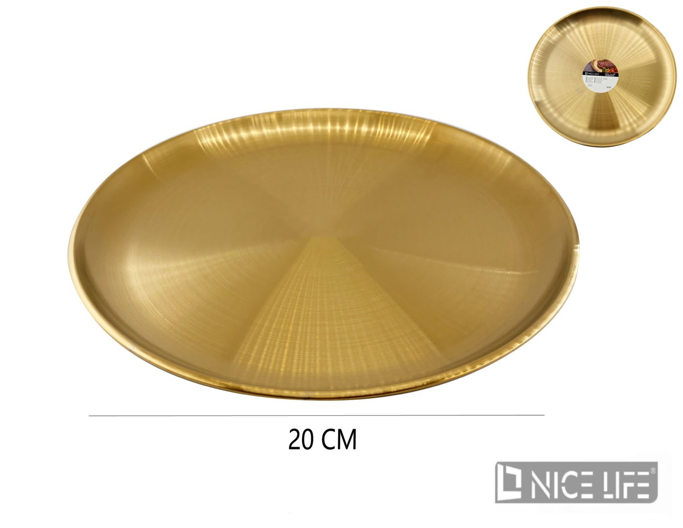 Talerz ze stali nierdzewnej 20 cm złoty