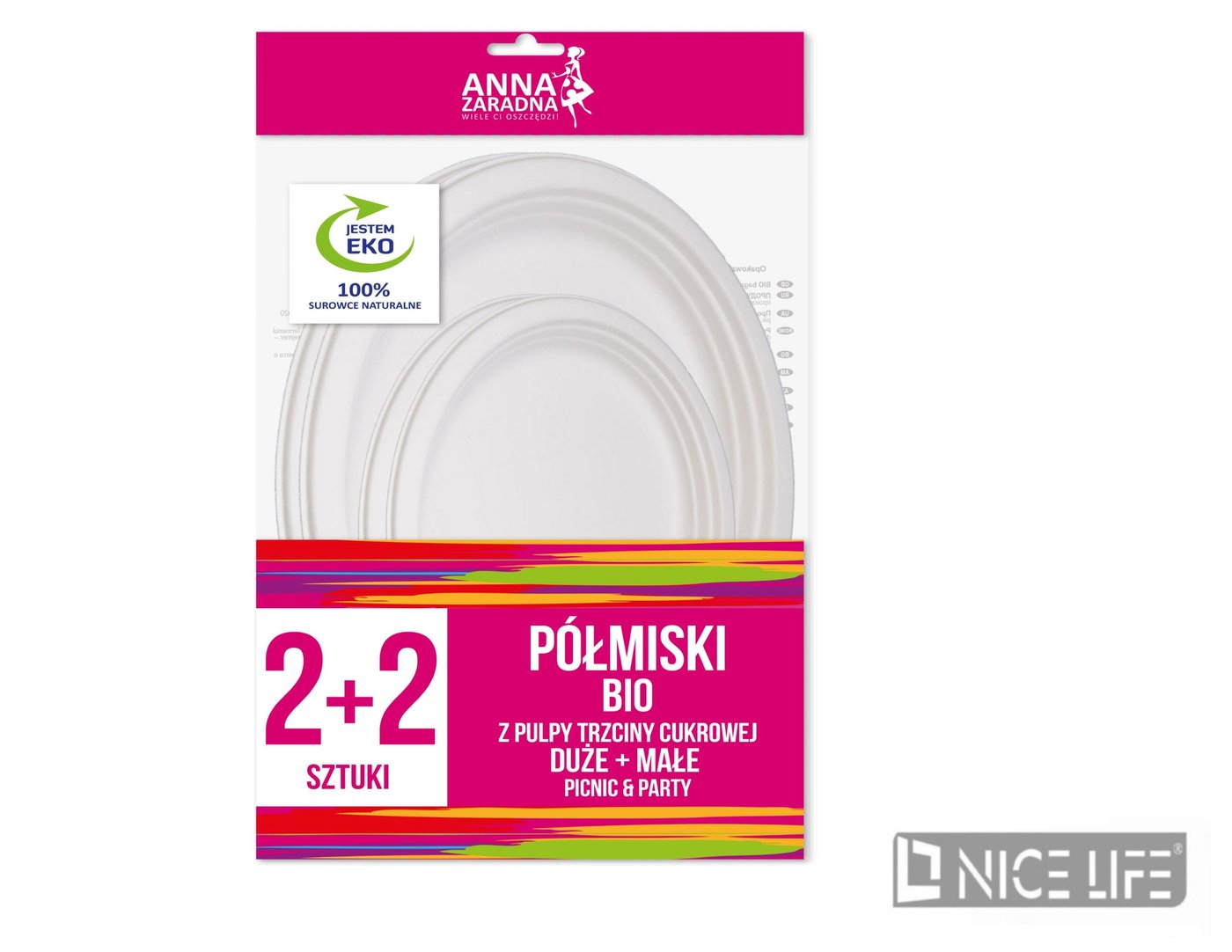 Półmiski BIO z pulpy trzciny cukrowej duże 2 szt i małe 2 szt