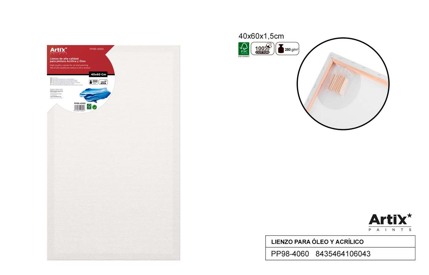 Podobrazie 40X60X1.5 CM 280G/m2