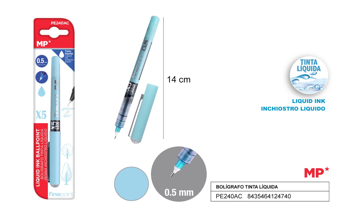 Cienkopis 0.5MM lazurowy