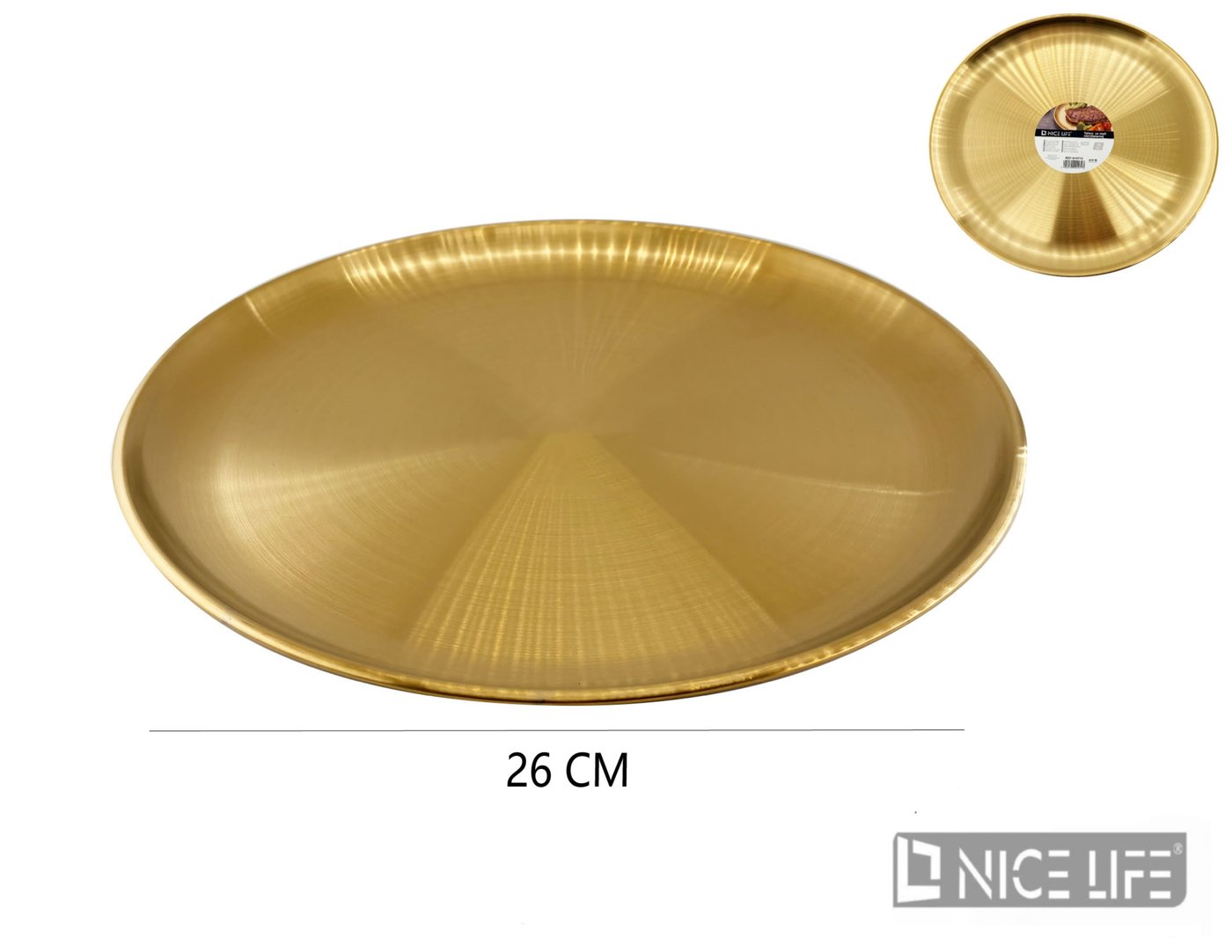 Talerz ze stali nierdzewnej 26 cm złoty