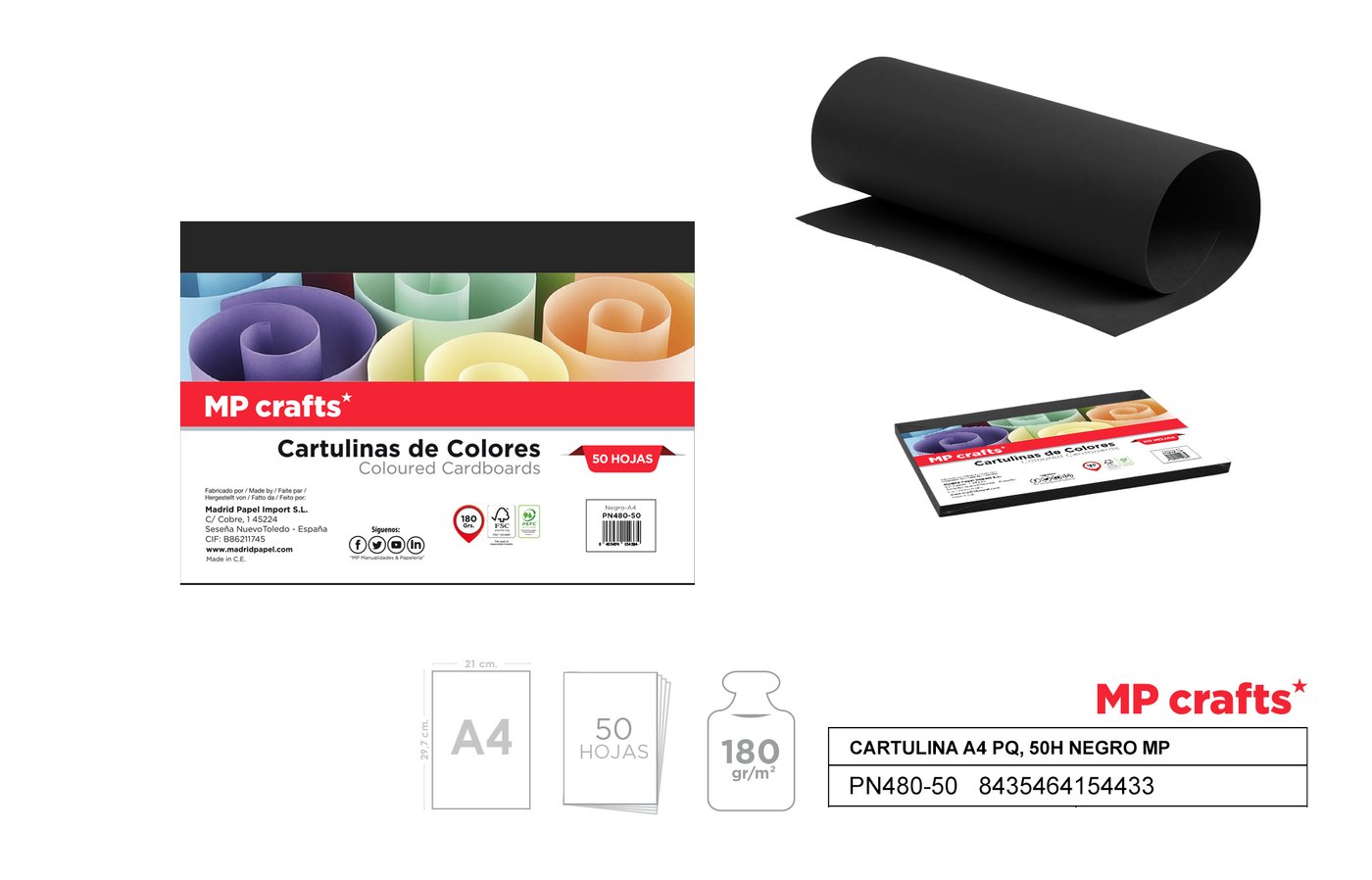 Papier techniczny czarny A4 50 ark.