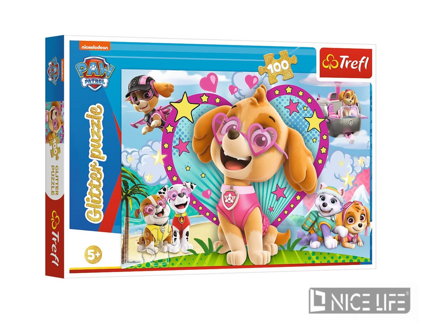 PUZZLE 100 GLITTER W BLASKU SKYE PSI PATROL
